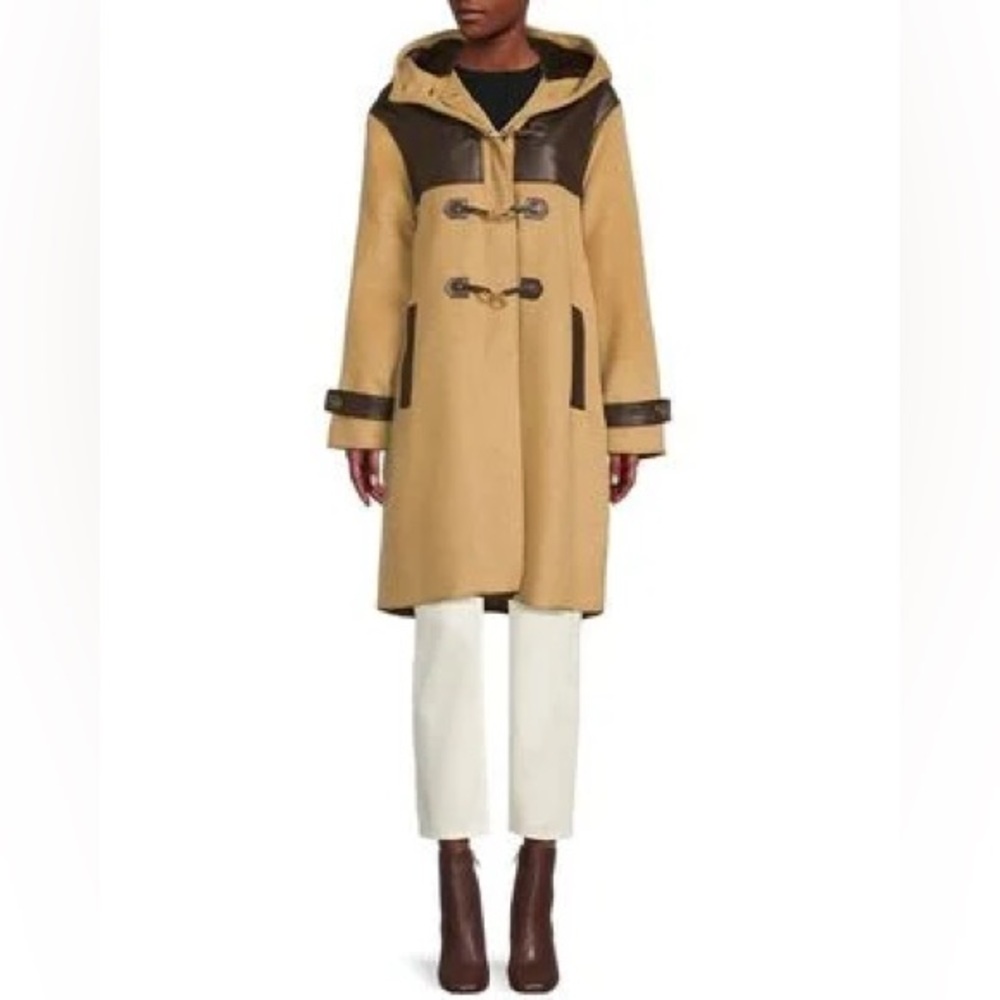 Sold NWT REBECCA MINKOFF Faux-Leather Yoke Toggle Coat
